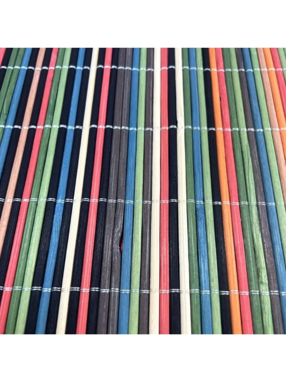 Set of 4 Multicolor Striped Bamboo Placemats Rectangle 18 x 11.25 Rolled